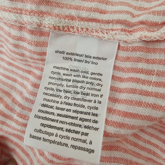 Tommy Hilfiger Linen short sleeve stripped button down large 3/4 sleeve - Picture 5 of 9